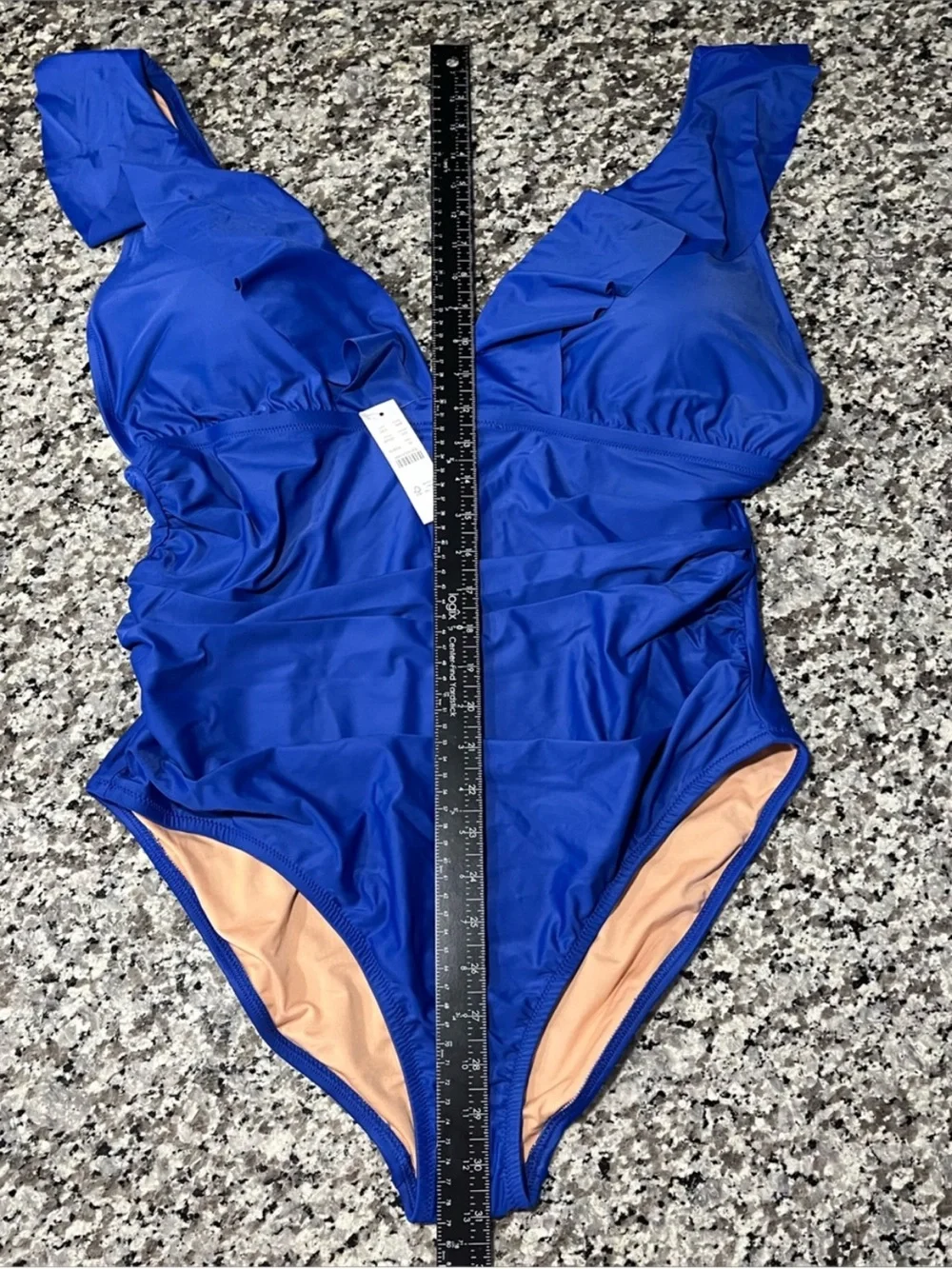 J. Crew Royal Blue Ruffle V-Neck One-Piece Swimsuit